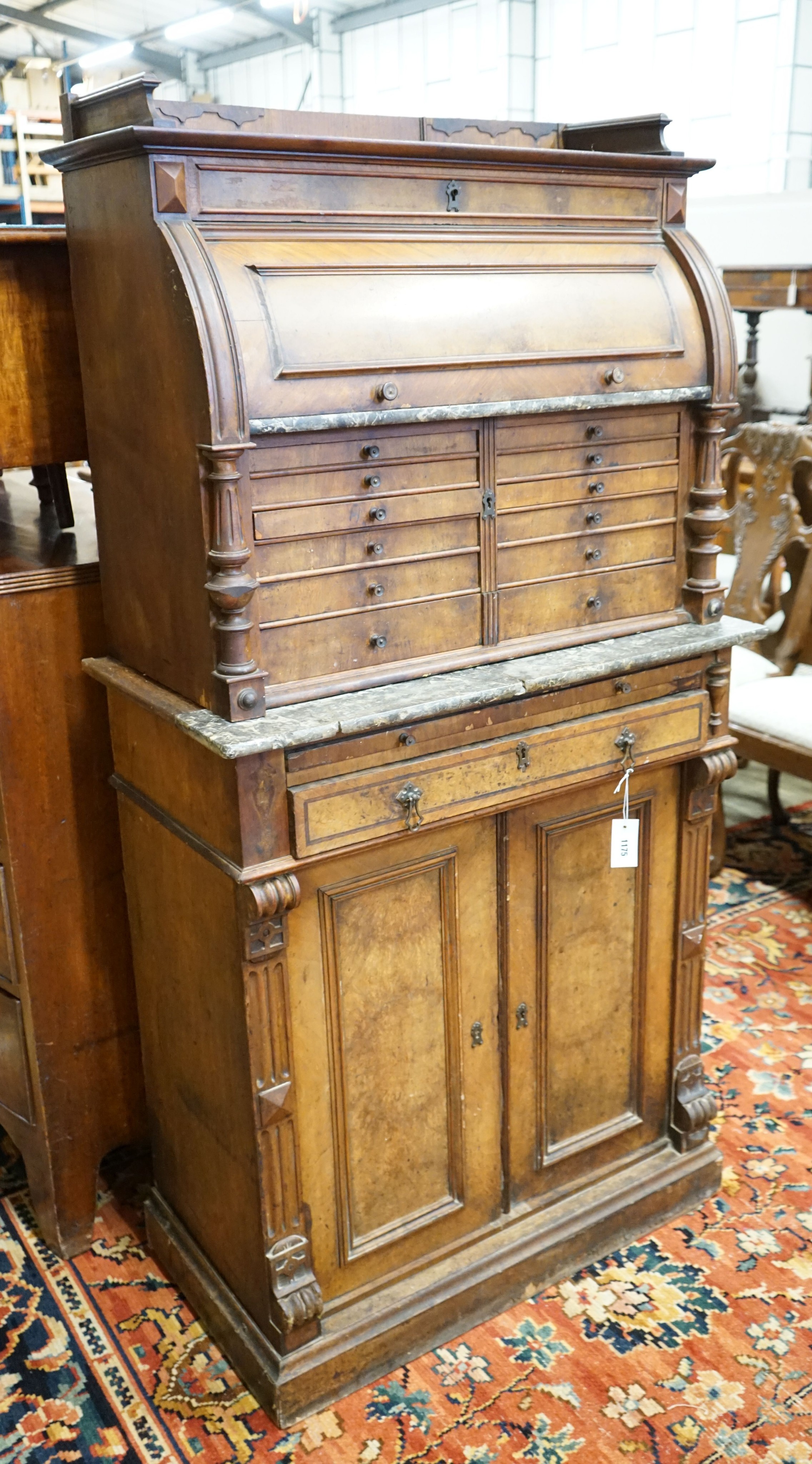 A 19th century dentist's cabinet, width 84cm, depth 44cm, height 164cm